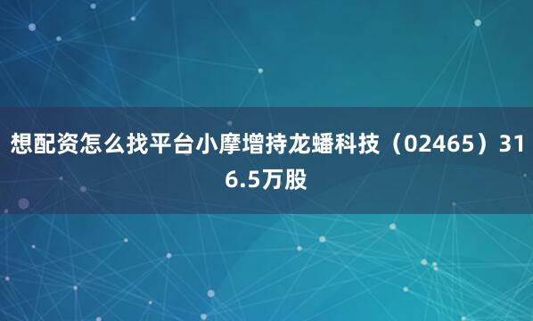 想配资怎么找平台小摩增持龙蟠科技（02465）316.5万股